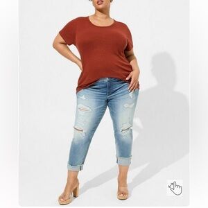 Torrid Linen Blend Crew Neck Tee Size 2